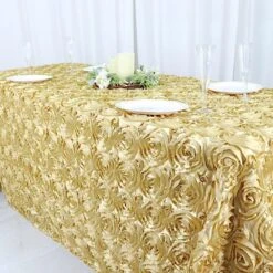 90x132" Satin Ribbon Roses Rectangle Tablecloth -Optimal Home Decoration 90x132 satin ribbon roses rectangle tablecloth 29456342253631