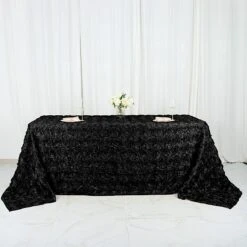 90x132" Satin Ribbon Roses Rectangle Tablecloth -Optimal Home Decoration 90x132 satin ribbon roses rectangle tablecloth 29567793430591