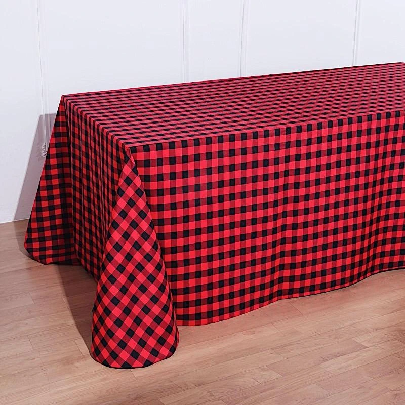 90x156" Checkered Gingham Polyester Tablecloth 7 90x156" Checkered Gingham Polyester Tablecloth - Image 5
