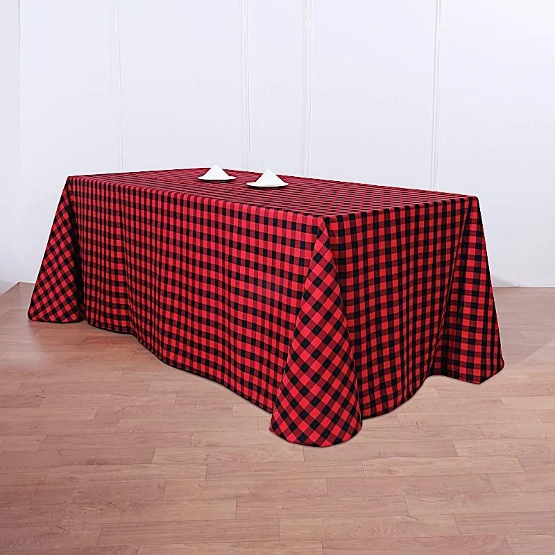 90x156" Checkered Gingham Polyester Tablecloth 3 90x156" Checkered Gingham Polyester Tablecloth