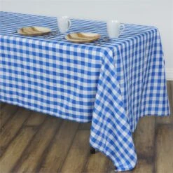 90x156" Checkered Gingham Polyester Tablecloth 38 90x156" Checkered Gingham Polyester Tablecloth -Optimal Home Decoration 90x156 checkered gingham polyester tablecloth tab chk90156 blue 28966361137215