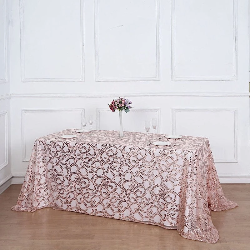 90x156" Sheer Tulle Rectangular Tablecloth With Embroidered Sequins 8 90x156" Sheer Tulle Rectangular Tablecloth With Embroidered Sequins - Image 6