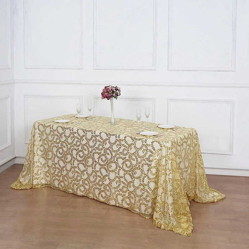 90x156" Sheer Tulle Rectangular Tablecloth With Embroidered Sequins 17 90x156" Sheer Tulle Rectangular Tablecloth With Embroidered Sequins - Image 15