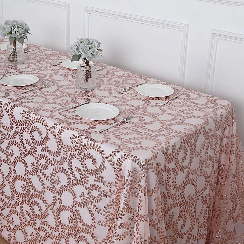 90x156" Sheer Tulle Rectangular Tablecloth With Embroidered Sequins 9 90x156" Sheer Tulle Rectangular Tablecloth With Embroidered Sequins - Image 7