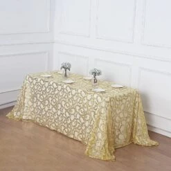 90x156" Sheer Tulle Rectangular Tablecloth With Embroidered Sequins 33 90x156" Sheer Tulle Rectangular Tablecloth With Embroidered Sequins -Optimal Home Decoration 90x156 sequin leaf embroidered tulle rectangular tablecloth 30906247315519