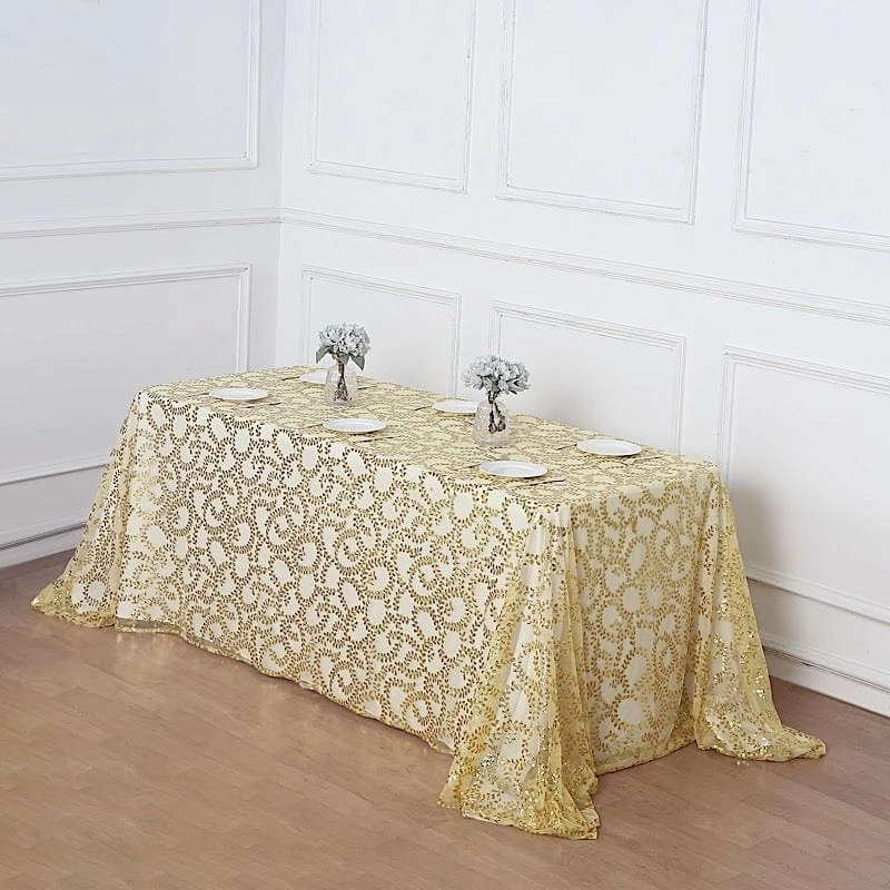 90x156" Sheer Tulle Rectangular Tablecloth With Embroidered Sequins 14 90x156" Sheer Tulle Rectangular Tablecloth With Embroidered Sequins - Image 12
