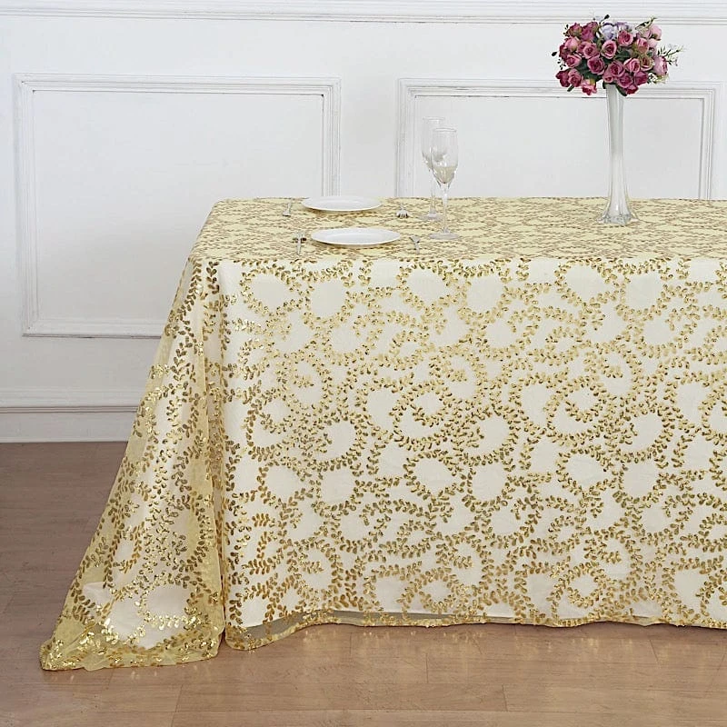90x156" Sheer Tulle Rectangular Tablecloth With Embroidered Sequins 15 90x156" Sheer Tulle Rectangular Tablecloth With Embroidered Sequins - Image 13