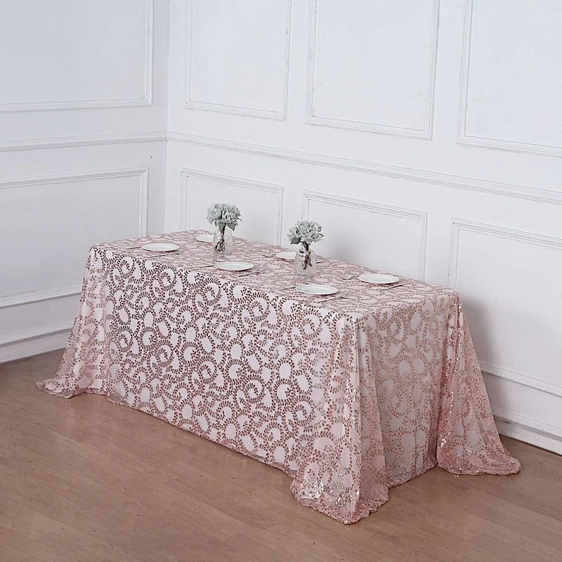 90x156" Sheer Tulle Rectangular Tablecloth With Embroidered Sequins 5 90x156" Sheer Tulle Rectangular Tablecloth With Embroidered Sequins - Image 3