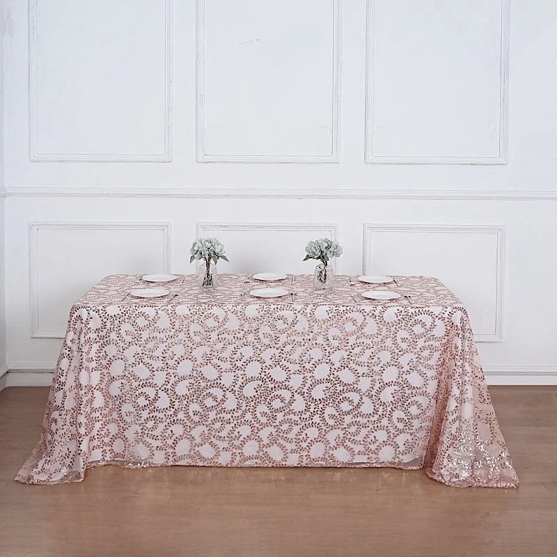90x156" Sheer Tulle Rectangular Tablecloth With Embroidered Sequins 7 90x156" Sheer Tulle Rectangular Tablecloth With Embroidered Sequins - Image 5