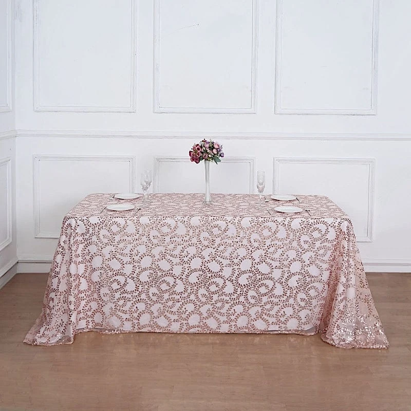 90x156" Sheer Tulle Rectangular Tablecloth With Embroidered Sequins 4 90x156" Sheer Tulle Rectangular Tablecloth With Embroidered Sequins - Image 2