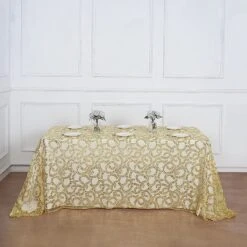 90x156" Sheer Tulle Rectangular Tablecloth With Embroidered Sequins 35 90x156" Sheer Tulle Rectangular Tablecloth With Embroidered Sequins -Optimal Home Decoration 90x156 sequin leaf embroidered tulle rectangular tablecloth 30906247708735