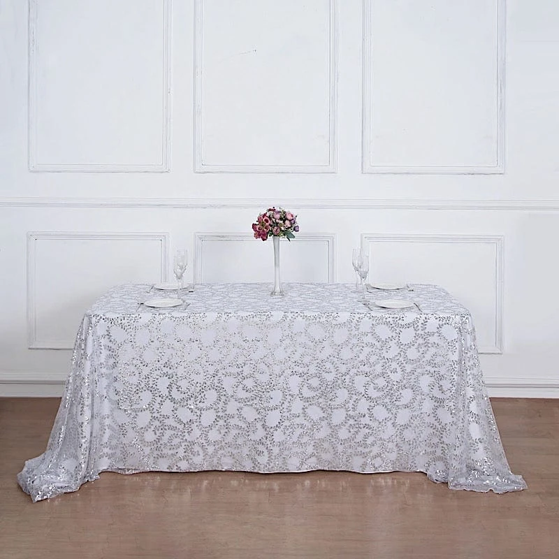90x156" Sheer Tulle Rectangular Tablecloth With Embroidered Sequins 22 90x156" Sheer Tulle Rectangular Tablecloth With Embroidered Sequins - Image 20