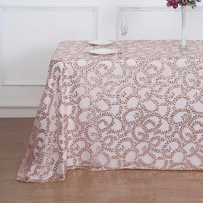 90x156" Sheer Tulle Rectangular Tablecloth With Embroidered Sequins 6 90x156" Sheer Tulle Rectangular Tablecloth With Embroidered Sequins - Image 4