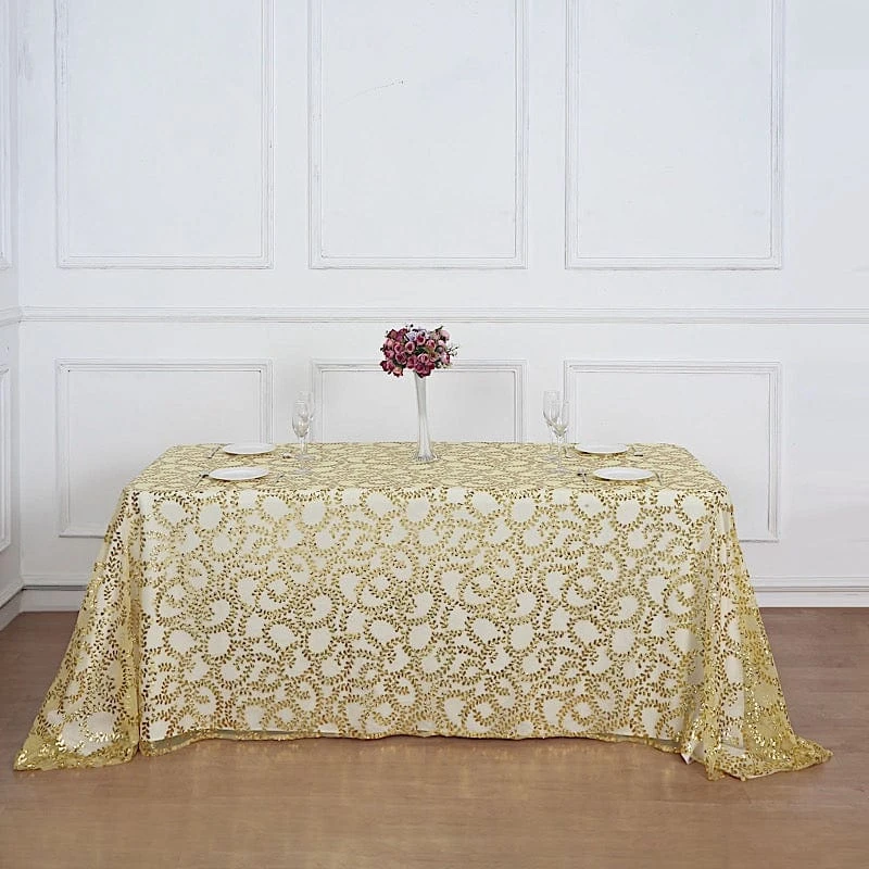 90x156" Sheer Tulle Rectangular Tablecloth With Embroidered Sequins 13 90x156" Sheer Tulle Rectangular Tablecloth With Embroidered Sequins - Image 11