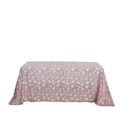 90x156" Sheer Tulle Rectangular Tablecloth With Embroidered Sequins