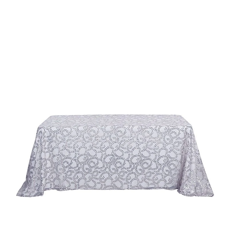 90x156" Sheer Tulle Rectangular Tablecloth With Embroidered Sequins 21 90x156" Sheer Tulle Rectangular Tablecloth With Embroidered Sequins - Image 19