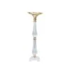 Metal With Acrylic Crystal Pillar Candle Holders Flower Pedestal Stand - Gold And Clear