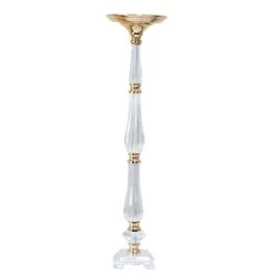 Metal With Acrylic Crystal Pillar Candle Holders Flower Pedestal Stand - Gold And Clear -Optimal Home Decoration acrylic crystal pillar candle stand clear and gold chdlr 066 32 gold 30752204423231