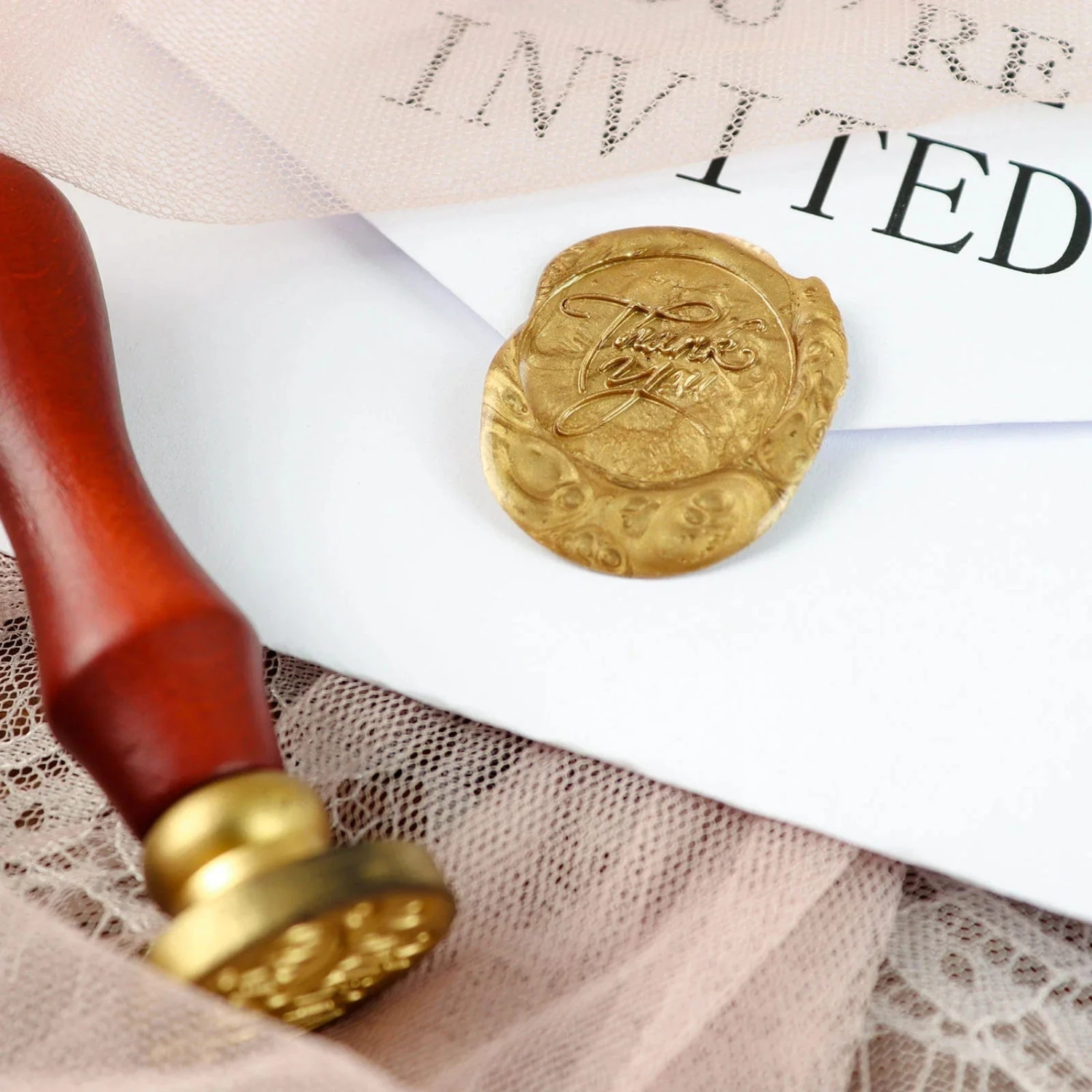 Set Of Wedding Invitation Envelope Wax Seal Stamp Kit - Gold And Silver 6 Set Of Wedding Invitation Envelope Wax Seal Stamp Kit - Gold And Silver - Image 4