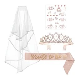 Bridal Shower Decoration Set Bachelorette Party Supplies Kit - White And Rose Gold