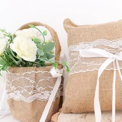 Burlap With Lace Flower Girl Basket And Ring Bearer Pillow - Natural And White 15 Burlap With Lace Flower Girl Basket And Ring Bearer Pillow - Natural And White -Optimal Home Decoration burlap with lace flower girl basket and ring bearer pillow natural and white wed cer fgrb jute01 nat 29496400576575