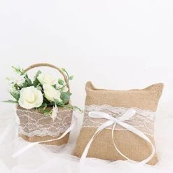 Burlap With Lace Flower Girl Basket And Ring Bearer Pillow - Natural And White 16 Burlap With Lace Flower Girl Basket And Ring Bearer Pillow - Natural And White -Optimal Home Decoration burlap with lace flower girl basket and ring bearer pillow natural and white wed cer fgrb jute01 nat 29496400740415