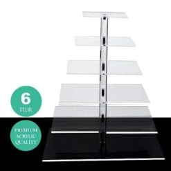 Clear Premium Square Acrylic Crystal Cupcake Stand -Optimal Home Decoration clear premium square acrylic crystal cupcake stand 29041834295359