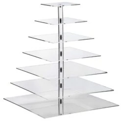 Clear Premium Square Acrylic Crystal Cupcake Stand -Optimal Home Decoration clear premium square acrylic crystal cupcake stand cake stnd s7 29041834426431