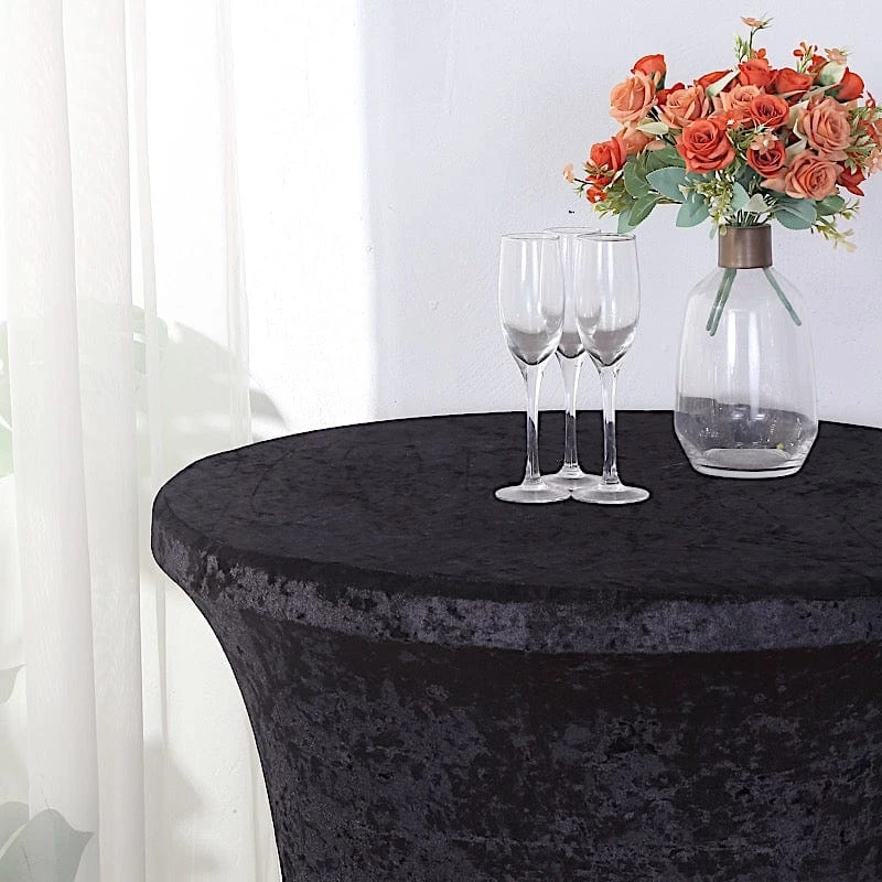 Crushed Velvet Stretch Fitted Round Highboy Cocktail Table Cover 20 Crushed Velvet Stretch Fitted Round Highboy Cocktail Table Cover - Image 18