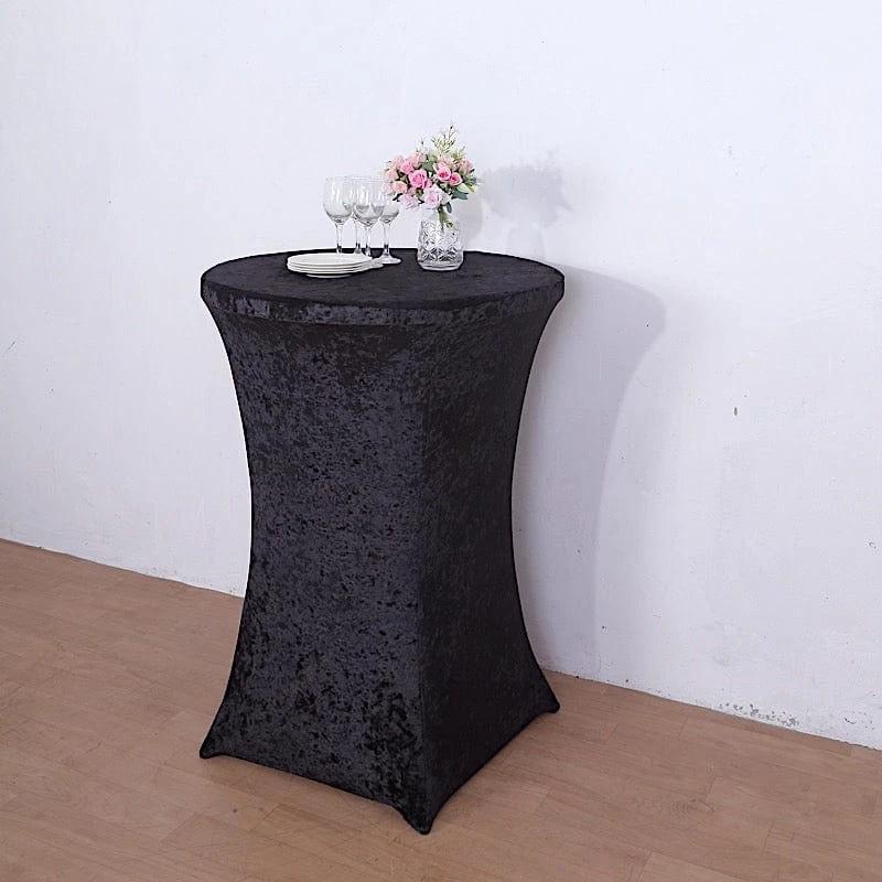 Crushed Velvet Stretch Fitted Round Highboy Cocktail Table Cover 17 Crushed Velvet Stretch Fitted Round Highboy Cocktail Table Cover - Image 15