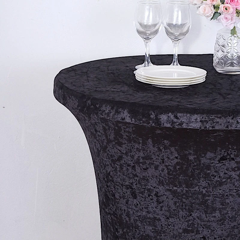 Crushed Velvet Stretch Fitted Round Highboy Cocktail Table Cover 21 Crushed Velvet Stretch Fitted Round Highboy Cocktail Table Cover - Image 19