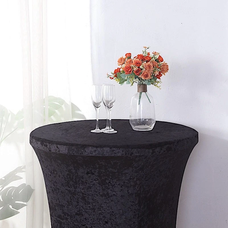 Crushed Velvet Stretch Fitted Round Highboy Cocktail Table Cover 16 Crushed Velvet Stretch Fitted Round Highboy Cocktail Table Cover - Image 14
