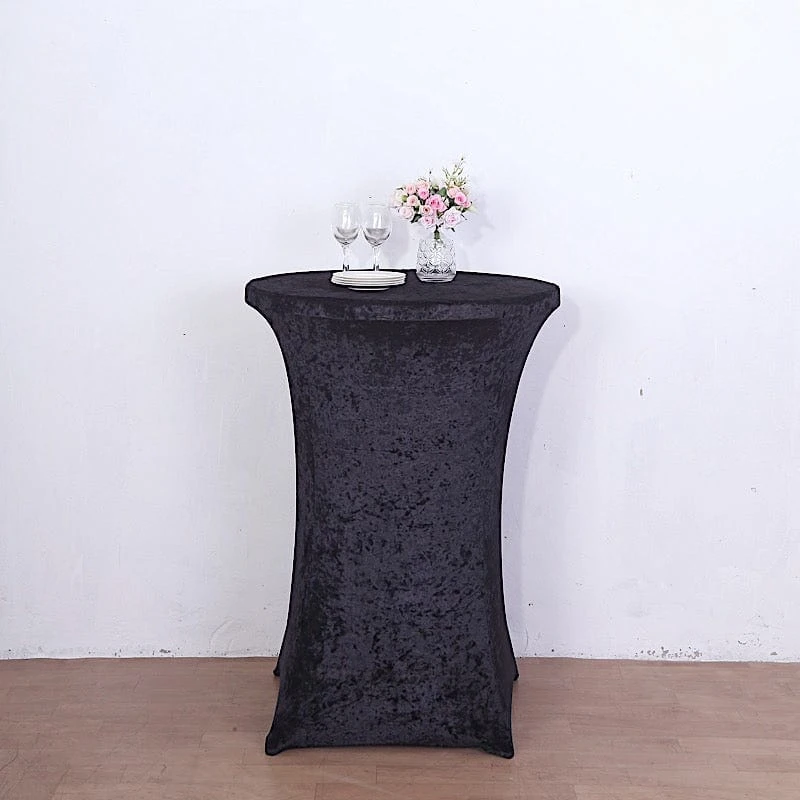 Crushed Velvet Stretch Fitted Round Highboy Cocktail Table Cover 14 Crushed Velvet Stretch Fitted Round Highboy Cocktail Table Cover - Image 12