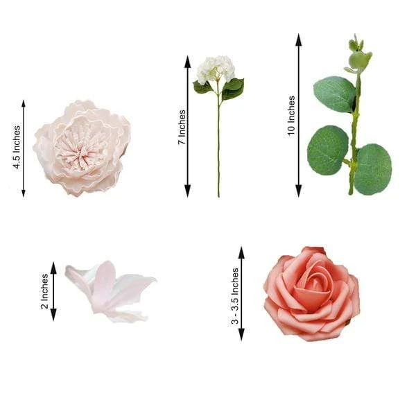 Foam Roses And Peonies With Assorted Silk Florals Artificial Flowers Box - Pink And Coral 4 Foam Roses And Peonies With Assorted Silk Florals Artificial Flowers Box - Pink And Coral - Image 2