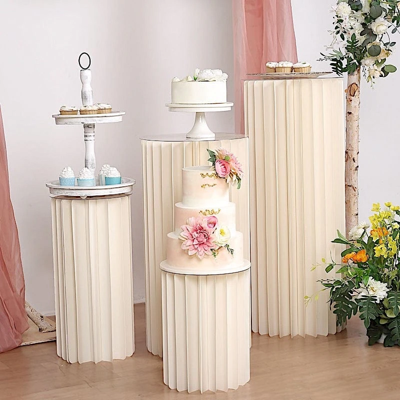 Folding DIY Accordion Pillar Cardboard Display Stand Pedestal Box - Ivory 19 Folding DIY Accordion Pillar Cardboard Display Stand Pedestal Box - Ivory - Image 17