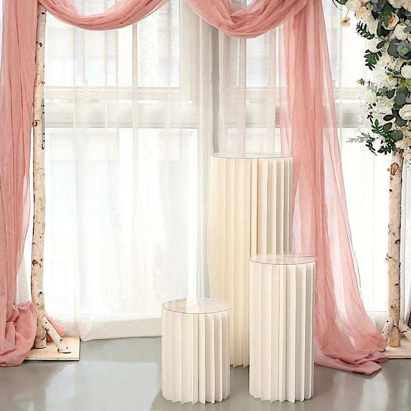 Folding DIY Accordion Pillar Cardboard Display Stand Pedestal Box - Ivory 15 Folding DIY Accordion Pillar Cardboard Display Stand Pedestal Box - Ivory - Image 13