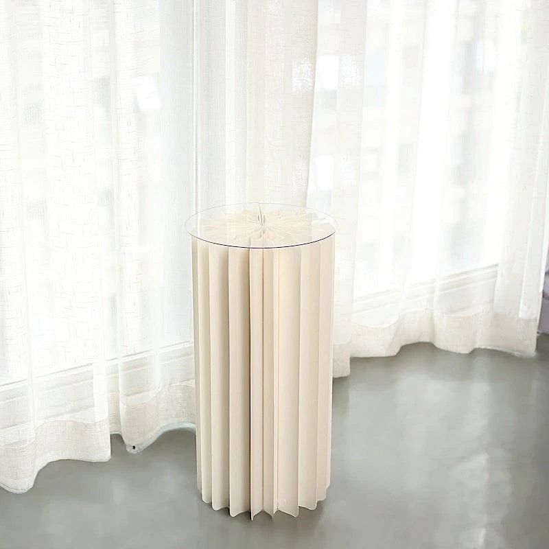 Folding DIY Accordion Pillar Cardboard Display Stand Pedestal Box - Ivory 21 Folding DIY Accordion Pillar Cardboard Display Stand Pedestal Box - Ivory - Image 19