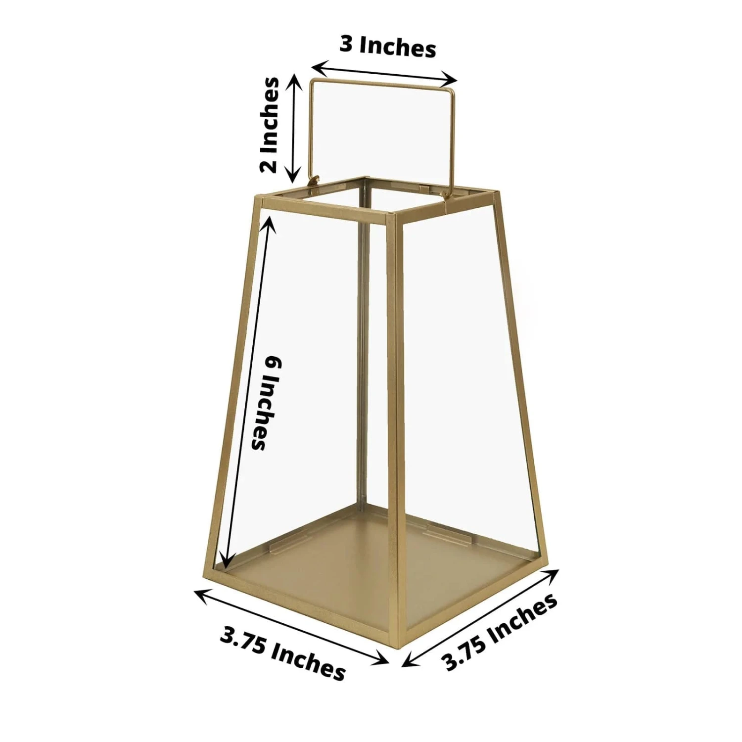 2 Geometric 6" Metal Lantern Candle Holders Hanging Terrariums - Gold And Clear 4 2 Geometric 6" Metal Lantern Candle Holders Hanging Terrariums - Gold And Clear - Image 2