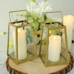 2 Geometric 6" Metal Lantern Candle Holders Hanging Terrariums - Gold And Clear 16 2 Geometric 6" Metal Lantern Candle Holders Hanging Terrariums - Gold And Clear -Optimal Home Decoration geometric metal lantern candle holder hanging terrarium gold and clear 30353934614591