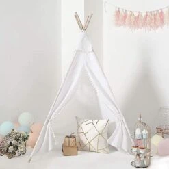 Kids Teepee Play Tent With Window Indoor Outdoor Playhouse - White 19 Kids Teepee Play Tent With Window Indoor Outdoor Playhouse - White -Optimal Home Decoration kids teepee play tent with window indoor outdoor playhouse white furn tent tipi01 wht 28932241915967
