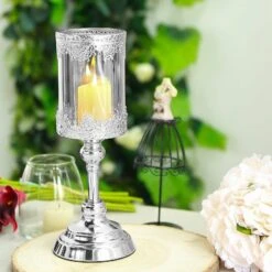 Lacy Trim Metal With Glass Candle Holder Centerpiece -Optimal Home Decoration lacy trim metal with glass candle holder centerpiece 29041881972799