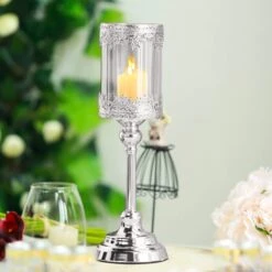 Lacy Trim Metal With Glass Candle Holder Centerpiece -Optimal Home Decoration lacy trim metal with glass candle holder centerpiece 29041882103871