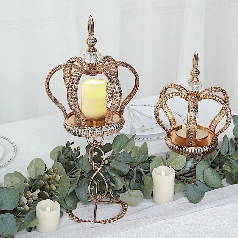 Metal Crown Spiral Pillar Candle Holder Stand Centerpiece - Gold 22 Metal Crown Spiral Pillar Candle Holder Stand Centerpiece - Gold - Image 20