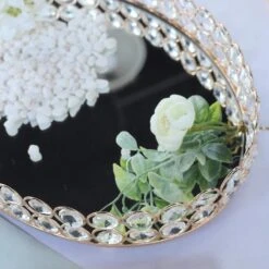 Metal Crystal Beaded Oval Mirror Serving Tray 39 Metal Crystal Beaded Oval Mirror Serving Tray -Optimal Home Decoration metal crystal beaded oval mirror serving tray 29041839177791