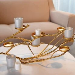 Metal Manzanita Tree Branch Candelabra Candle Holders - Gold -Optimal Home Decoration metal manzanita tree branch candelabra candle holders gold 29713256841279