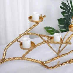 Metal Manzanita Tree Branch Candelabra Candle Holders - Gold -Optimal Home Decoration metal manzanita tree branch candelabra candle holders gold 29713256939583