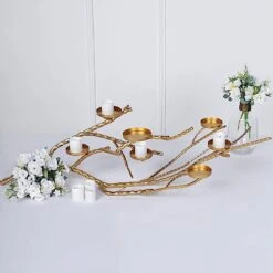 Metal Manzanita Tree Branch Candelabra Candle Holders - Gold -Optimal Home Decoration metal manzanita tree branch candelabra candle holders gold 29713256972351