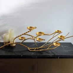 Metal Manzanita Tree Branch Candelabra Candle Holders - Gold -Optimal Home Decoration metal manzanita tree branch candelabra candle holders gold 29713257037887