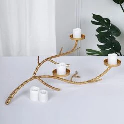 Metal Manzanita Tree Branch Candelabra Candle Holders - Gold -Optimal Home Decoration metal manzanita tree branch candelabra candle holders gold 29713259790399