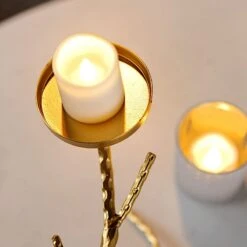 Metal Manzanita Tree Branch Candelabra Candle Holders - Gold -Optimal Home Decoration metal manzanita tree branch candelabra candle holders gold 29713259855935